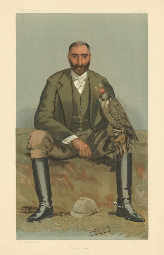 VANITY FAIR SPY CARTOON Gerald William Lascelles 'The New Forest' Falconry 1897