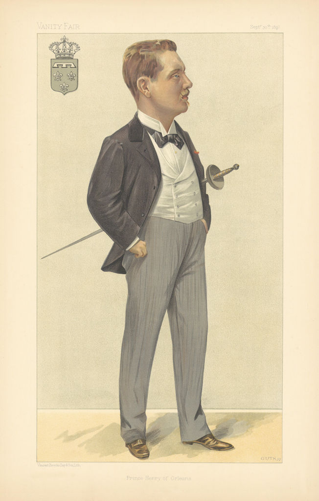 VANITY FAIR SPY CARTOON Prince Henry of Orléans. Fencing Royalty. By GUTH 1897