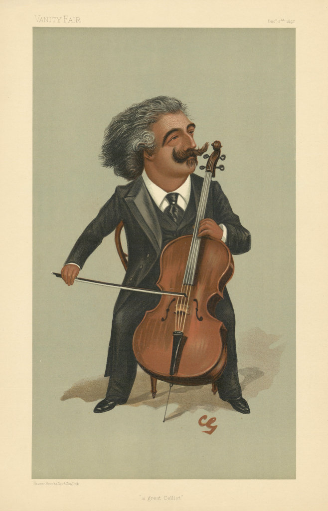 VANITY FAIR SPY CARTOON Joseph Hollman 'a great Cellist' Music. By CG 1897