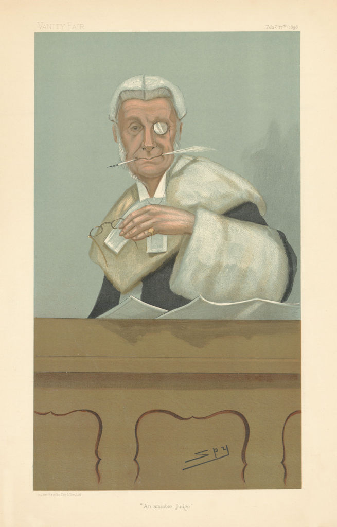 VANITY FAIR SPY CARTOON Justice Arthur Moseley Channell 'An amiable Judge' 1898