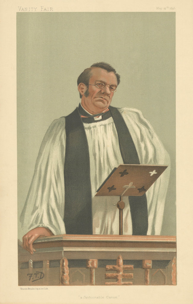 VANITY FAIR SPY CARTOON Canon Richard Eyton 'a fashionable Canon' Clergy 1898