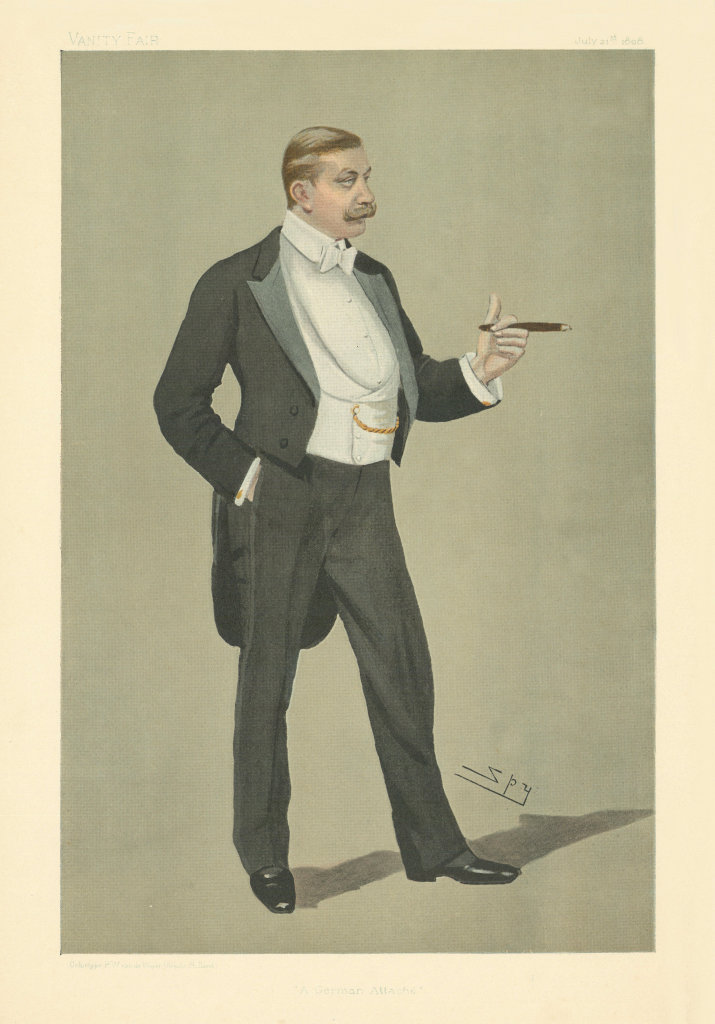 VANITY FAIR SPY CARTOON Baron Hermann von Eckardstein 'A German attaché' 1898