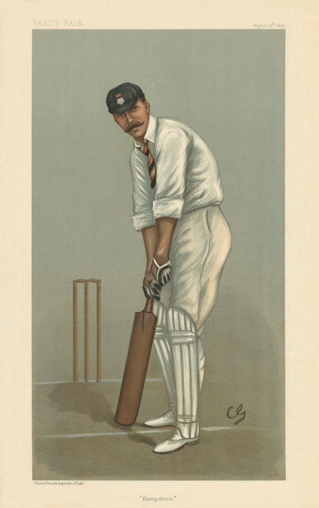 VANITY FAIR SPY CARTOON Edward "Teddy" Wynyard 'Hampshire' Cricket. Batsman 1898