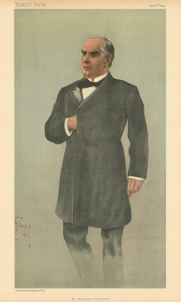 VANITY FAIR SPY CARTOON President William McKinley 'An American Protector' 1899