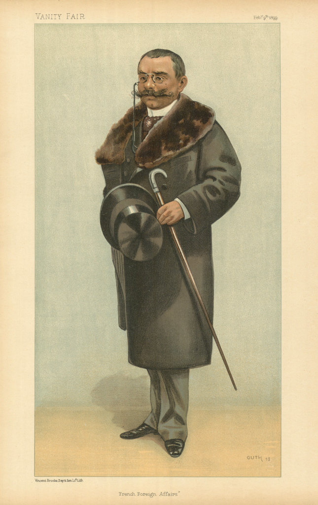 VANITY FAIR SPY CARTOON Theophile Delcasse 'French Foreign Affairs'. France 1899
