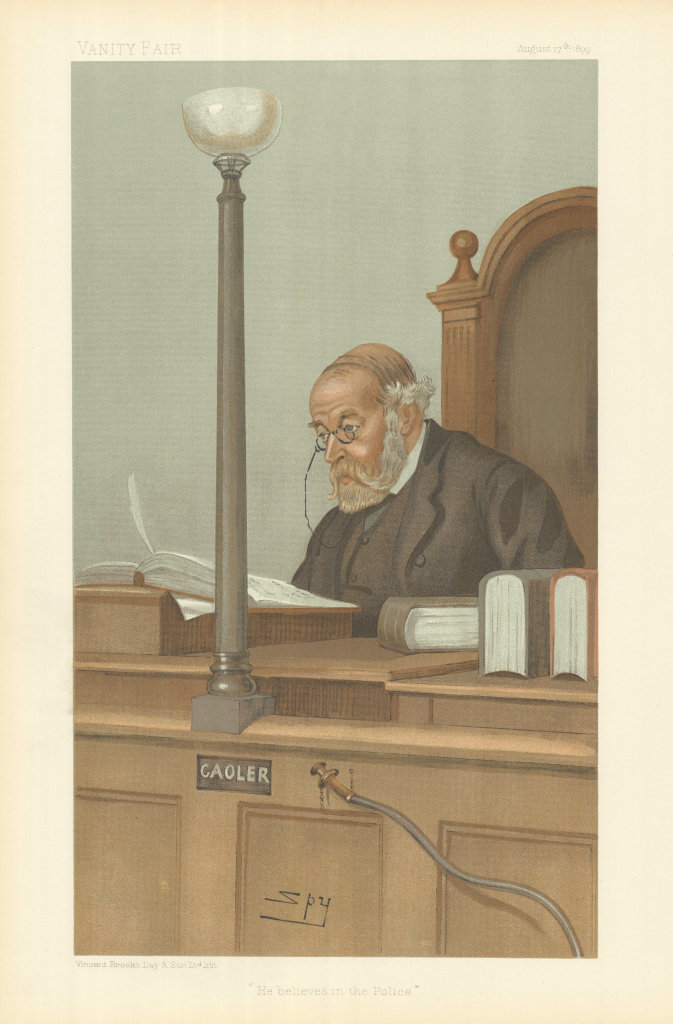 VANITY FAIR SPY CARTOON Franklin Lushington 'He believes in the Police' Law 1899