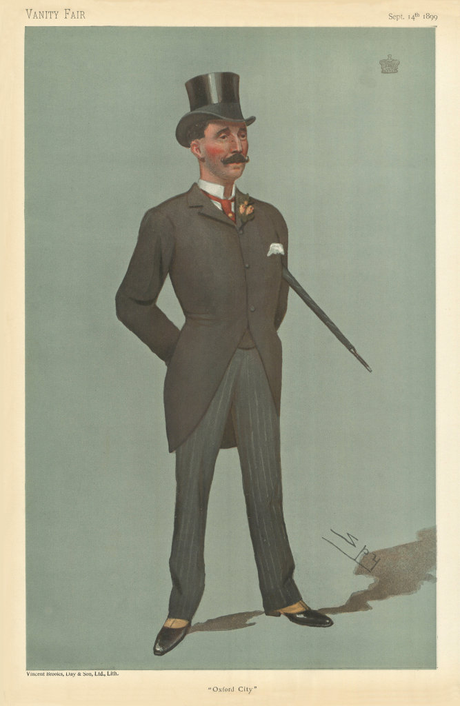 VANITY FAIR SPY CARTOON Arthur Annesley, Viscount Valentia 'Oxford City' MP 1899