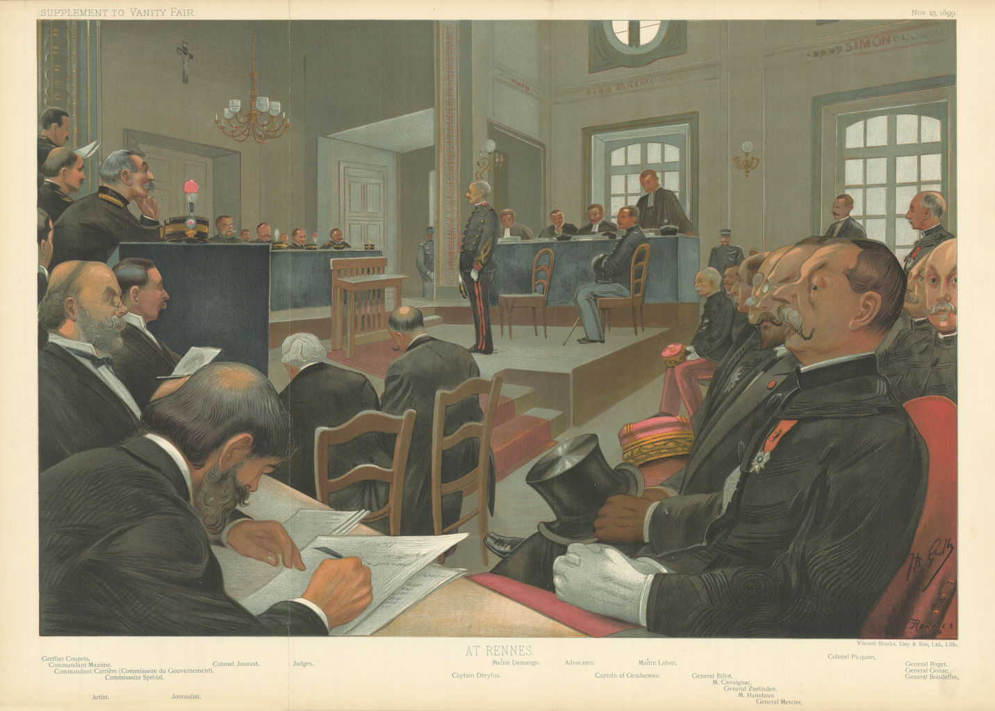 VANITY FAIR SPY CARTOON FOLIO. The trial of Alfred Dreyfus 'At Rennes' 1899