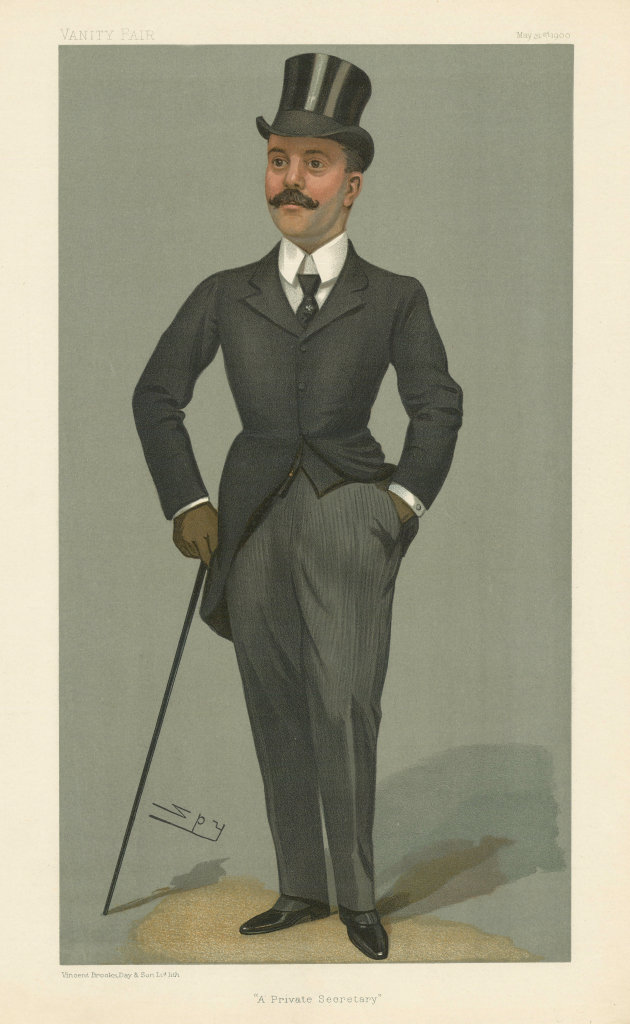 VANITY FAIR SPY CARTOON Sidney Robert Greville 'A Private Secretary' 1900