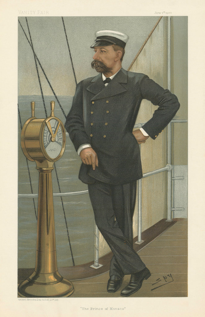 VANITY FAIR SPY CARTOON Albert Grimaldi, The 'Prince of Monaco' 1900 old print