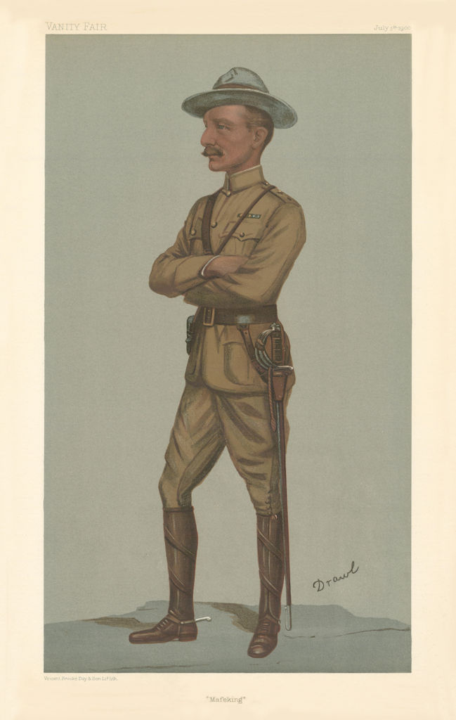 VANITY FAIR SPY CARTOON Lt-Gen Robert Baden-Powell 'Mafeking' By Drawl 1900