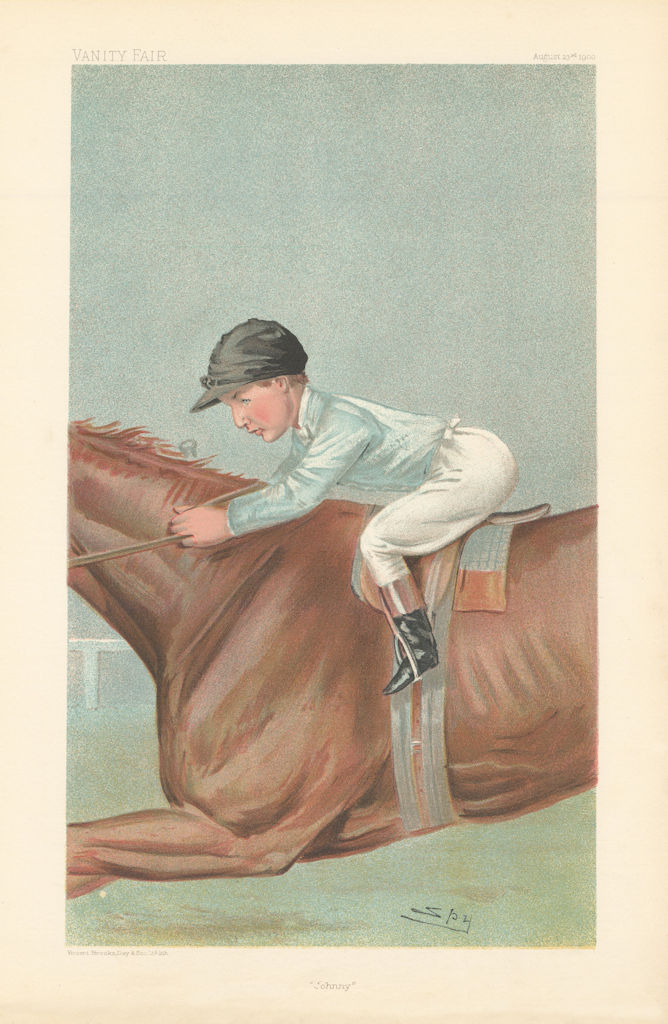 VANITY FAIR SPY CARTOON John "Knickerbocker" Reiff 'Johnny' Jockey 1900 print