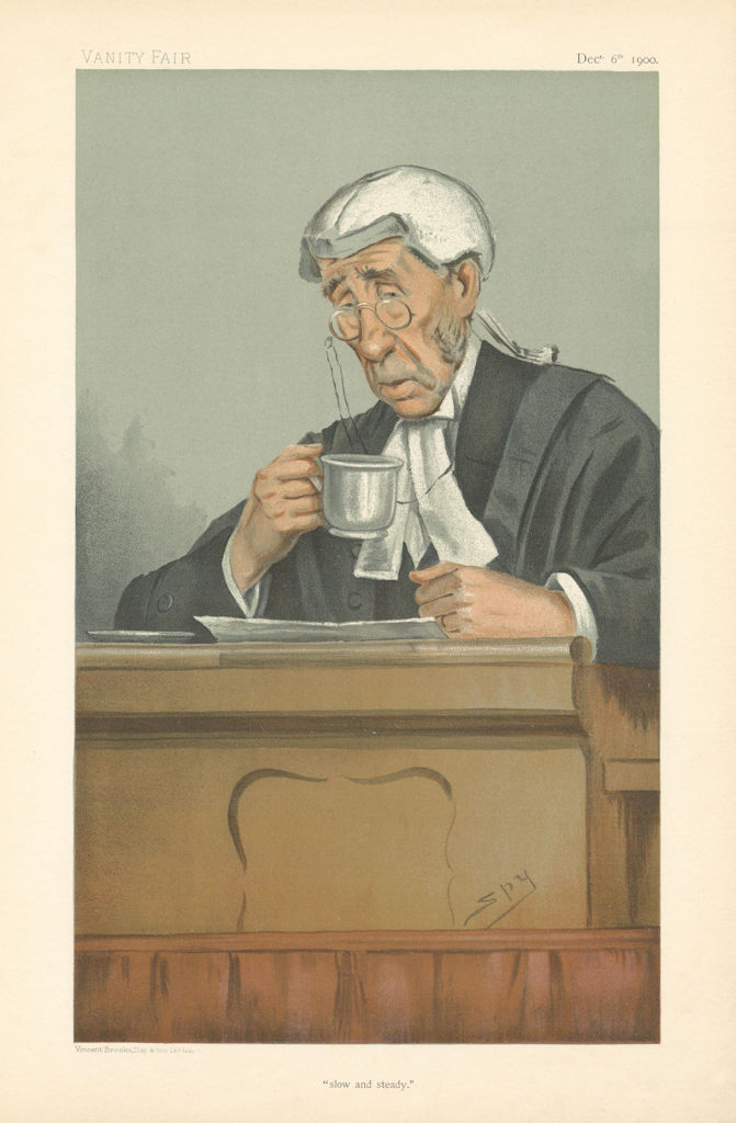 VANITY FAIR SPY CARTOON Justice Gainsford Bruce 'slow & steady' Judge 1900