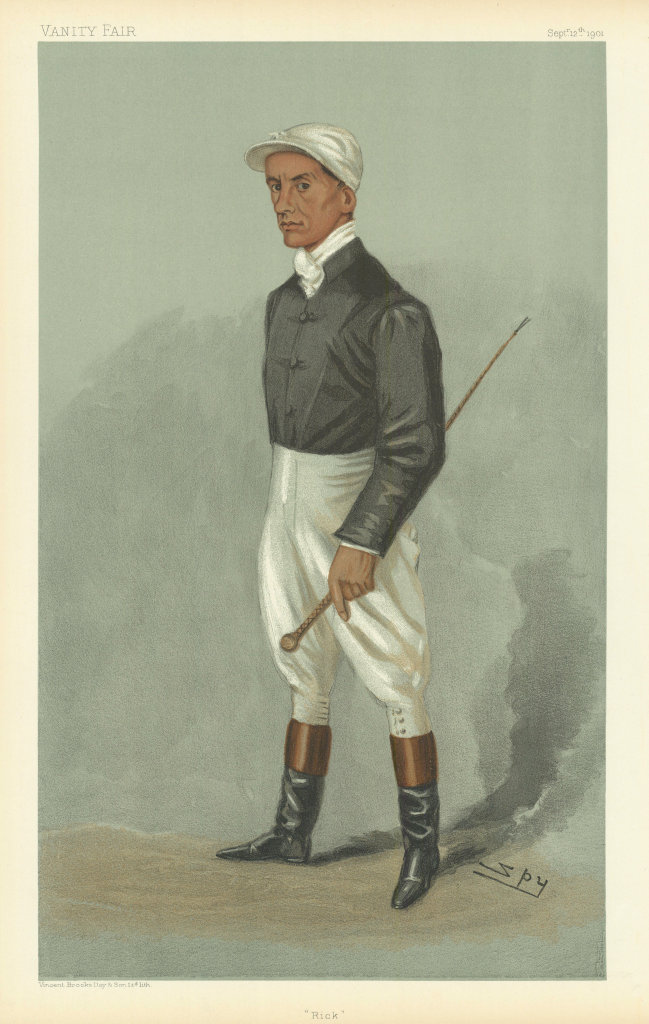 VANITY FAIR SPY CARTOON Frederick Edward Rickaby Sr. 'Rick'. Jockey 1901 print