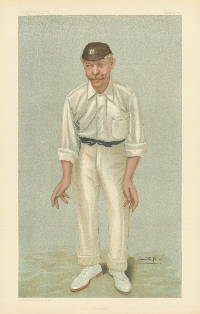 VANITY FAIR SPY CARTOON Robert Abel 'Bobby'. Cricket 1902 old antique print