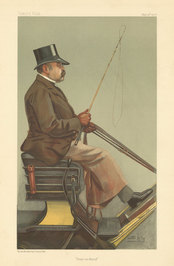 VANITY FAIR SPY CARTOON Baron Adolph Deichmann 'Four-in-hand' Carriage 1903