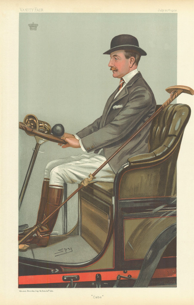 VANITY FAIR SPY CARTOON Earl of Shrewsbury & Talbot 'Cabs'. Automobiles 1903