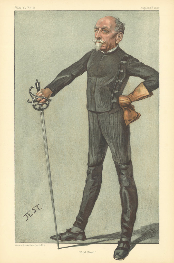 VANITY FAIR SPY CARTOON Captain Alfred Hutton 'Cold Steel'. Fencing 1903 print