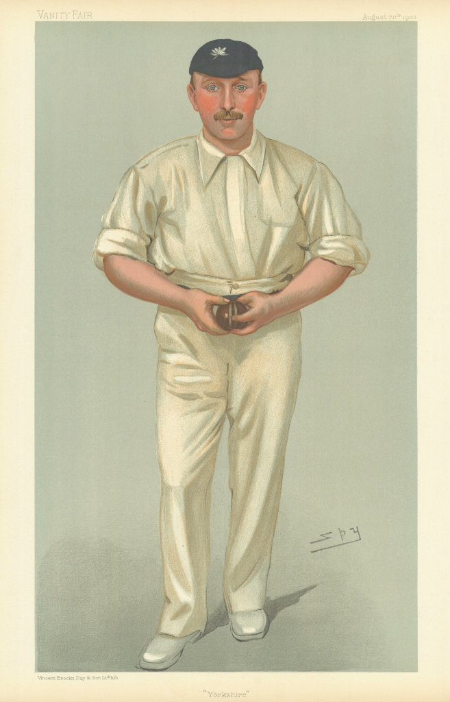 VANITY FAIR SPY CARTOON George Herbert Hirst 'Yorkshire'. Cricket 1903 print