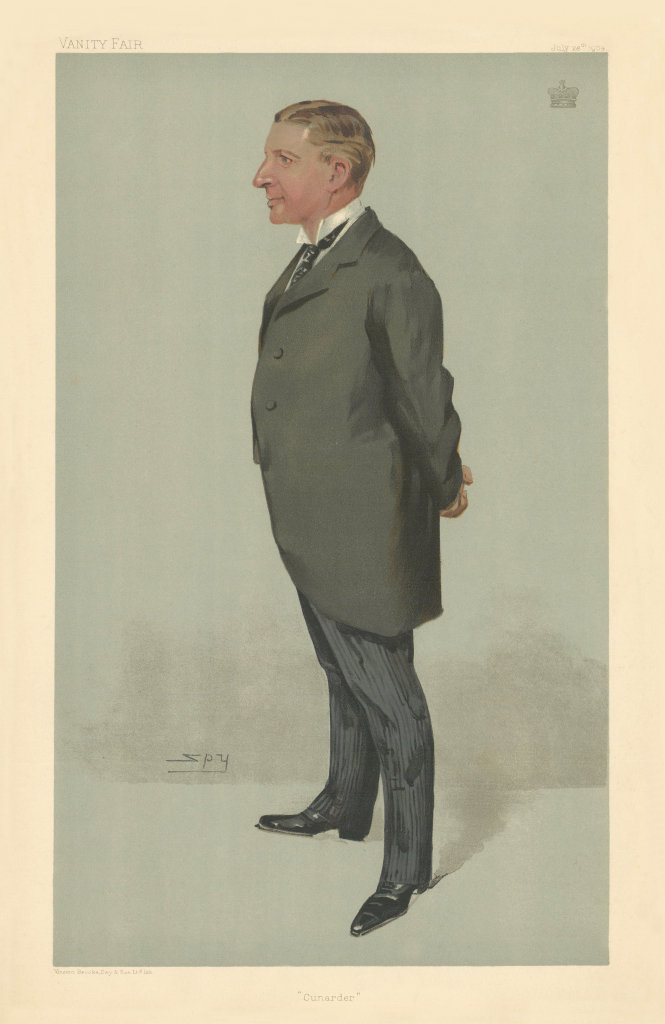 VANITY FAIR SPY CARTOON George Burns, 2nd Baron Inverclyde 'A Cunarder' 1904