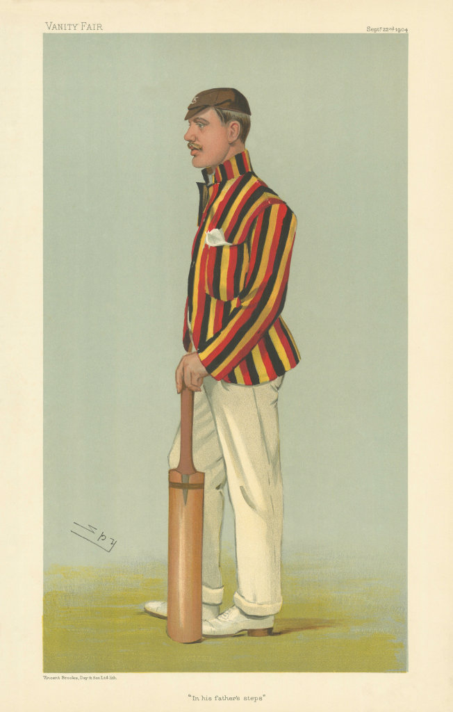 VANITY FAIR SPY CARTOON Lord Dalmeny 'In his father's steps' Cricket 1904