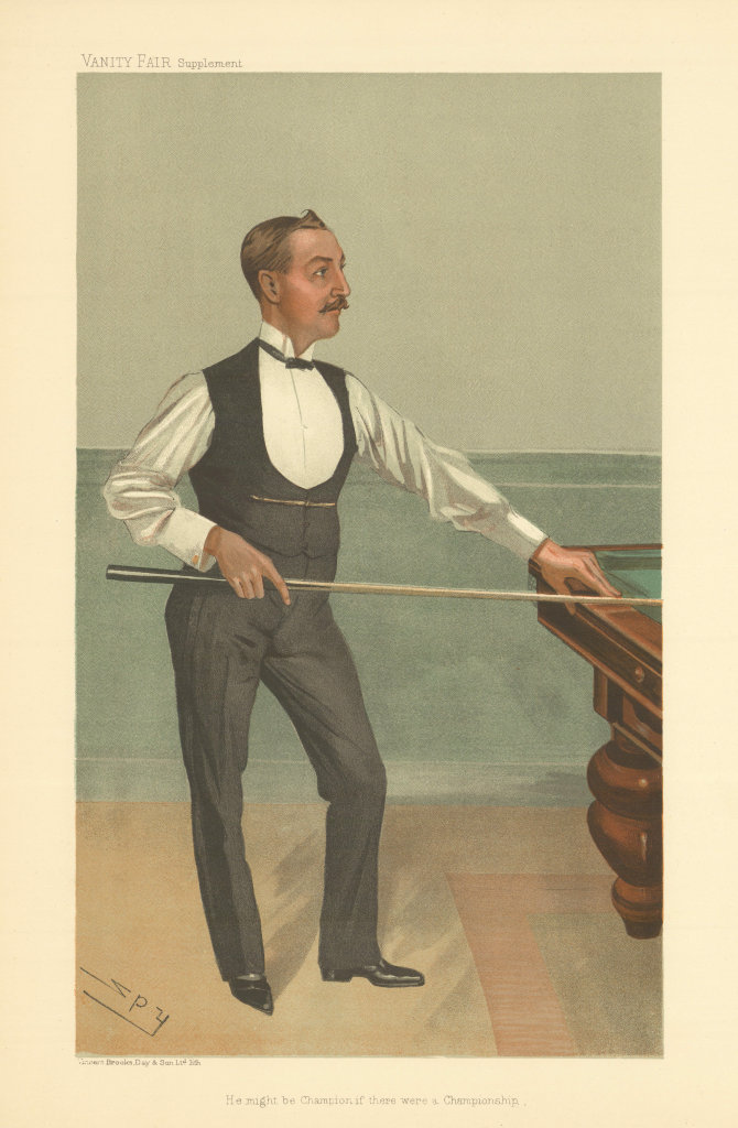 VANITY FAIR SPY CARTOON Harry W Stevenson 'He might be champion…' Billiards 1905