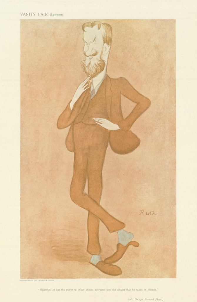 VANITY FAIR SPY CARTOON George Bernard Shaw 'Magnetic, he has the power…' 1905
