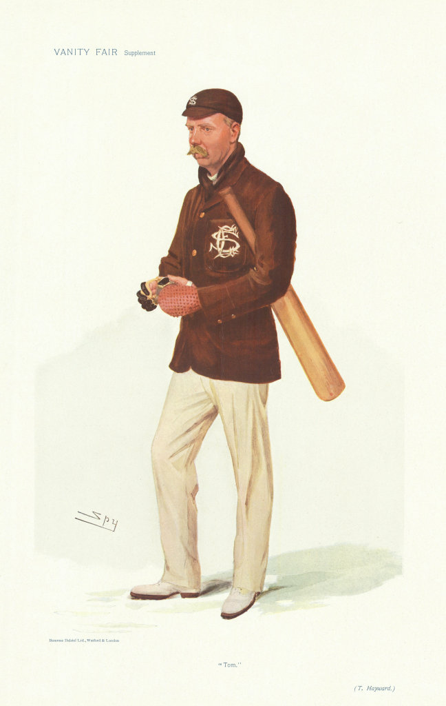 VANITY FAIR SPY CARTOON Thomas Walter Hayward 'Tom' Cricket. Surrey Batsman 1906