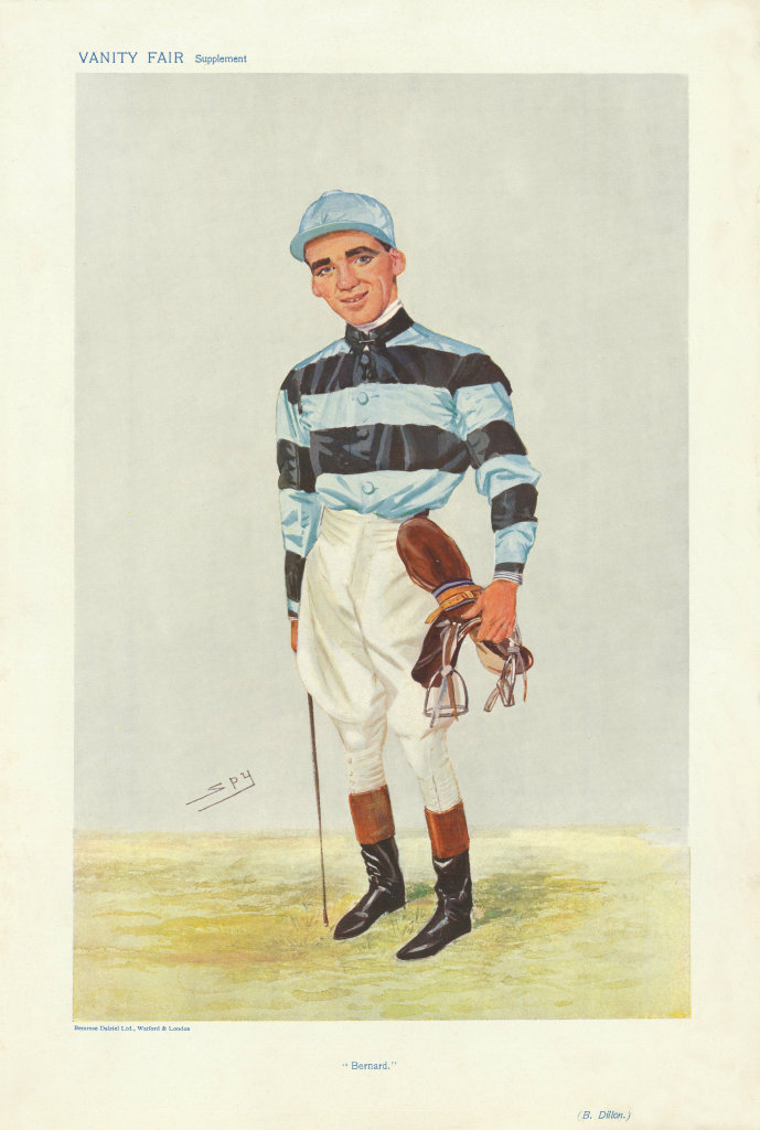 VANITY FAIR SPY CARTOON Bernard Dillon. Irish Jockey. Won 1910 Epsom Derby 1906