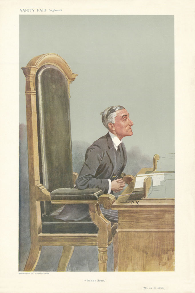 VANITY FAIR SPY CARTOON Henry Chartres Biron 'Worship Street' Law 1907 print