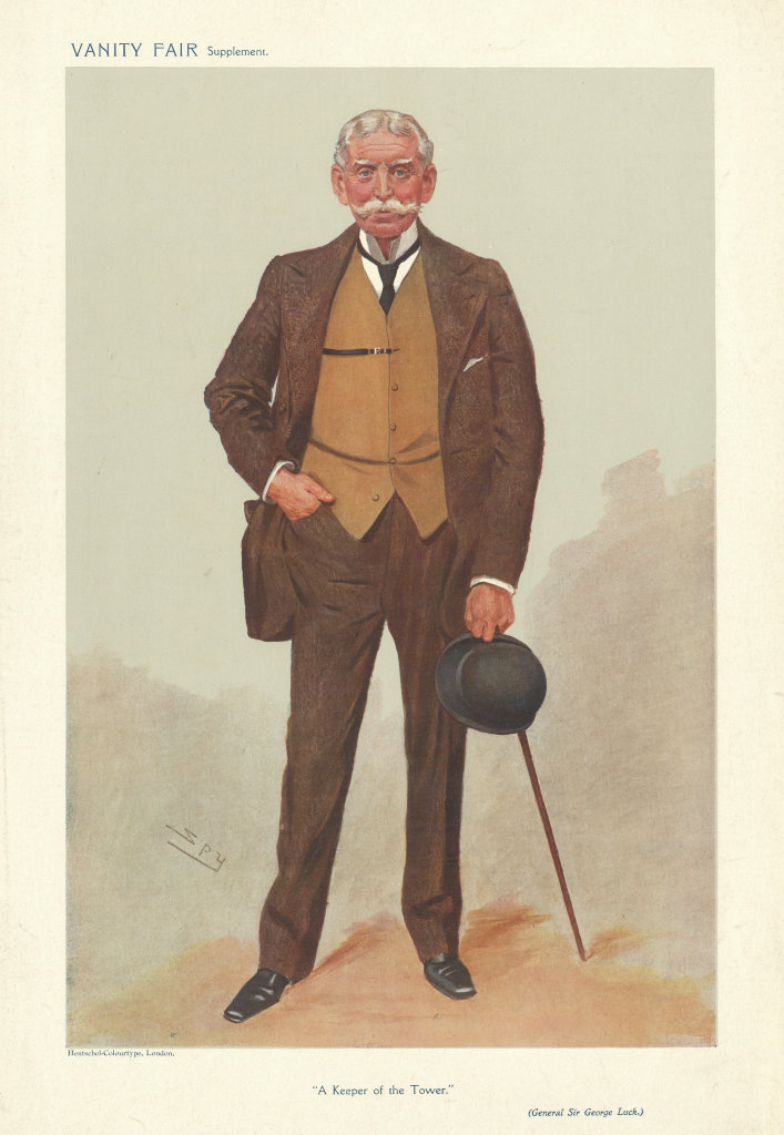 Associate Product VANITY FAIR SPY CARTOON Lt-Gen Sir George Luck 'A Keeper of the Tower' Kent 1907