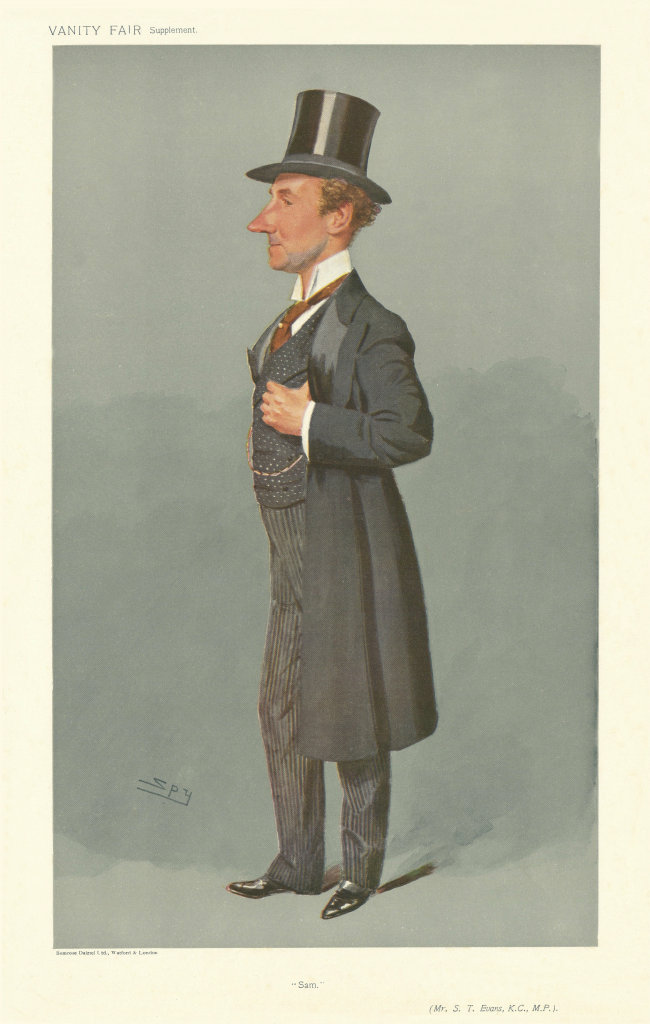 VANITY FAIR SPY CARTOON Sir Samuel Thomas Evans 'Sam'. Wales 1908 old print