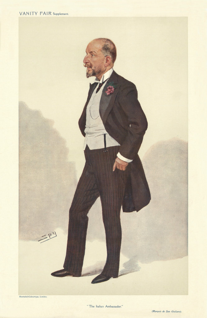VANITY FAIR SPY CARTOON Marquis di San Giuliano 'The Italian Ambassador' 1908