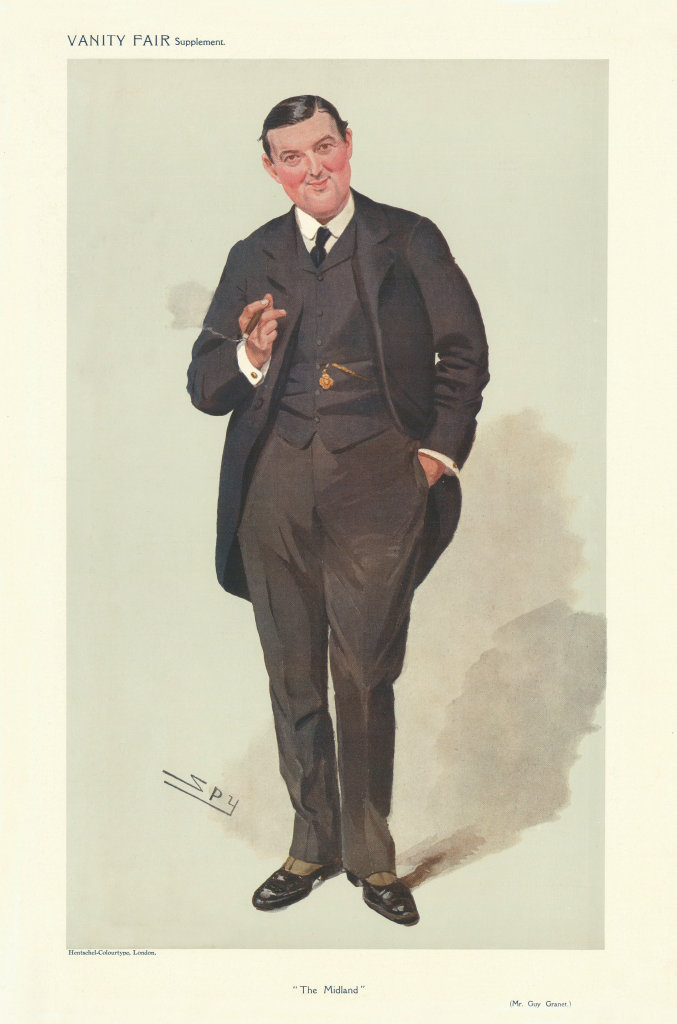 VANITY FAIR SPY CARTOON William Guy Granet 'The Midland' Railway 1908 print