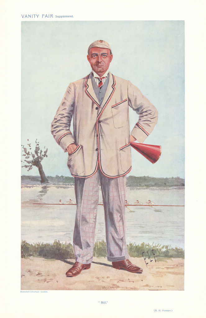 VANITY FAIR SPY CARTOON Robert Henry Forster 'Bill' Rowing. By ELF 1910 print