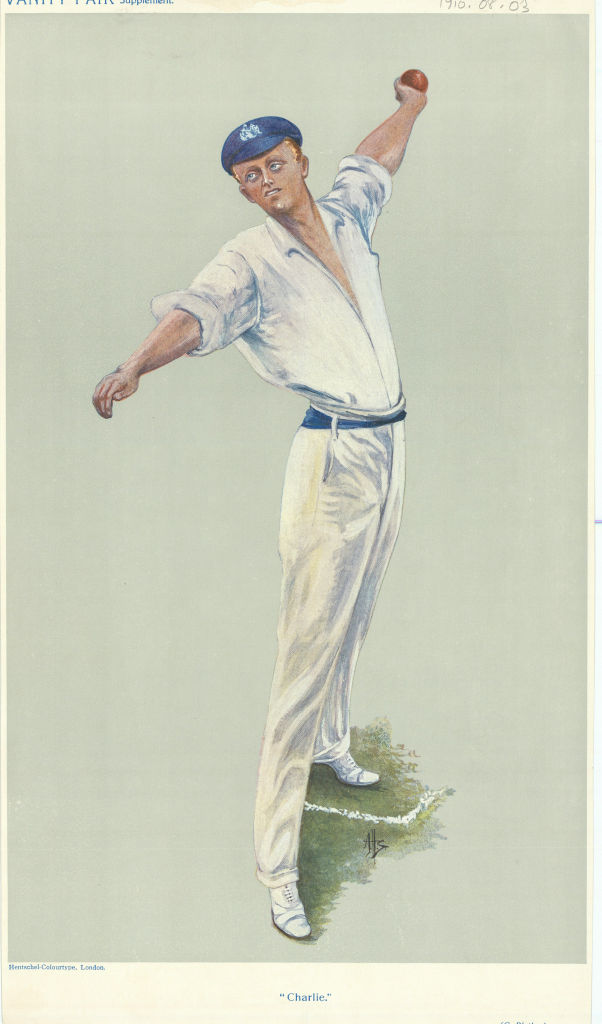 VANITY FAIR SPY CARTOON Colin Blythe 'Charlie' Cricket. By ALS 1910 old print