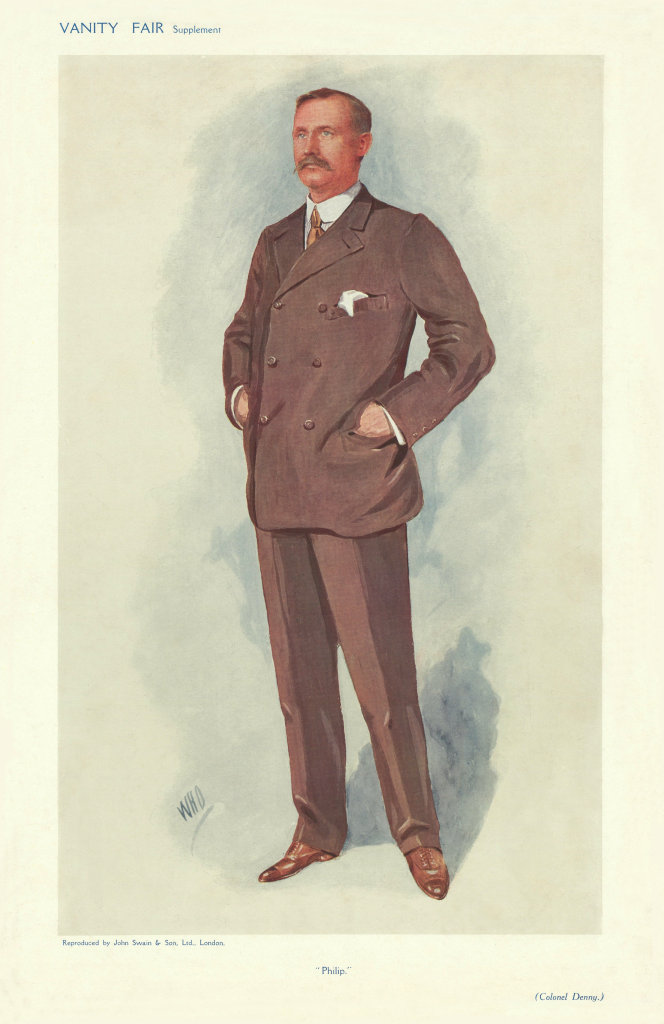 VANITY FAIR SPY CARTOON Col John McAusland Denny 'Philip' Kilmarnock MP 1910