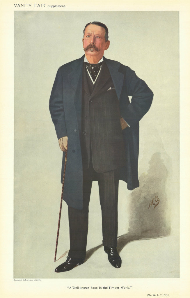 VANITY FAIR SPY CARTOON William Foy 'A Well-known face in the Timber World' 1911