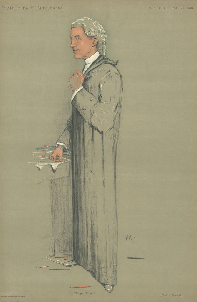 VANITY FAIR SPY CARTOON John Allsebrook Simon 'Simple Simon' Law Politics 1911