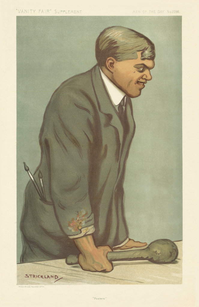 VANITY FAIR SPY CARTOON John Hassall 'Posters' Illustrator. By Strickland 1912