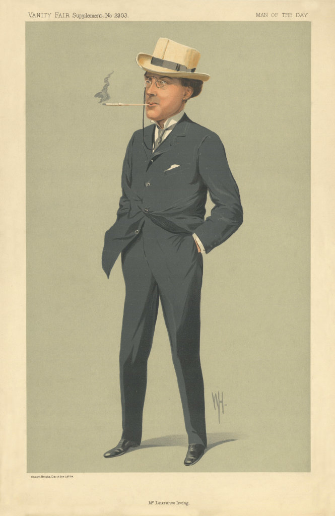 VANITY FAIR SPY CARTOON Mr Laurence Irving. Theatre Actor. By WH 1912 print