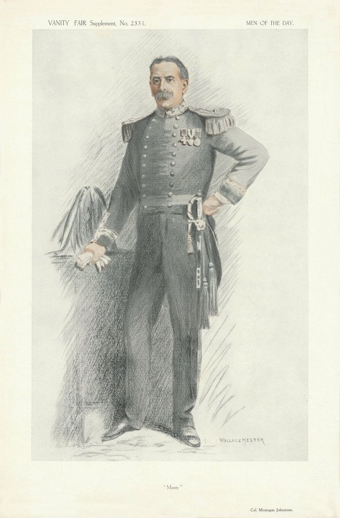 VANITY FAIR SPY CARTOON Colonel Montague George Johnstone 'Monty' 1913 print