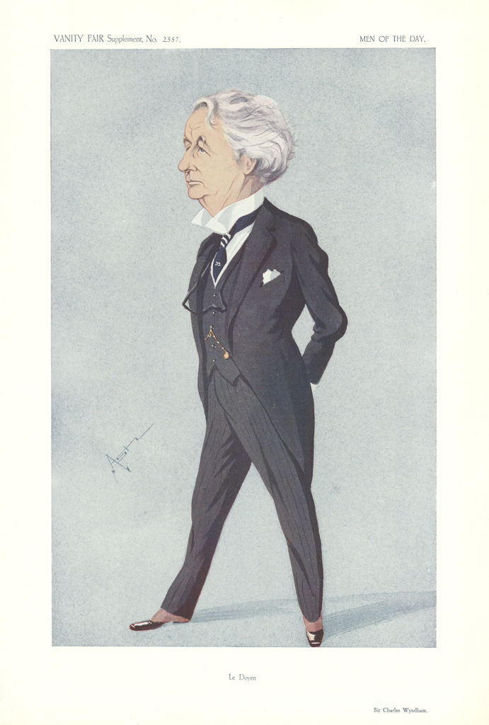 VANITY FAIR SPY CARTOON Sir Charles Wyndham (Culverwell) 'Le Doyen' Theatre 1914