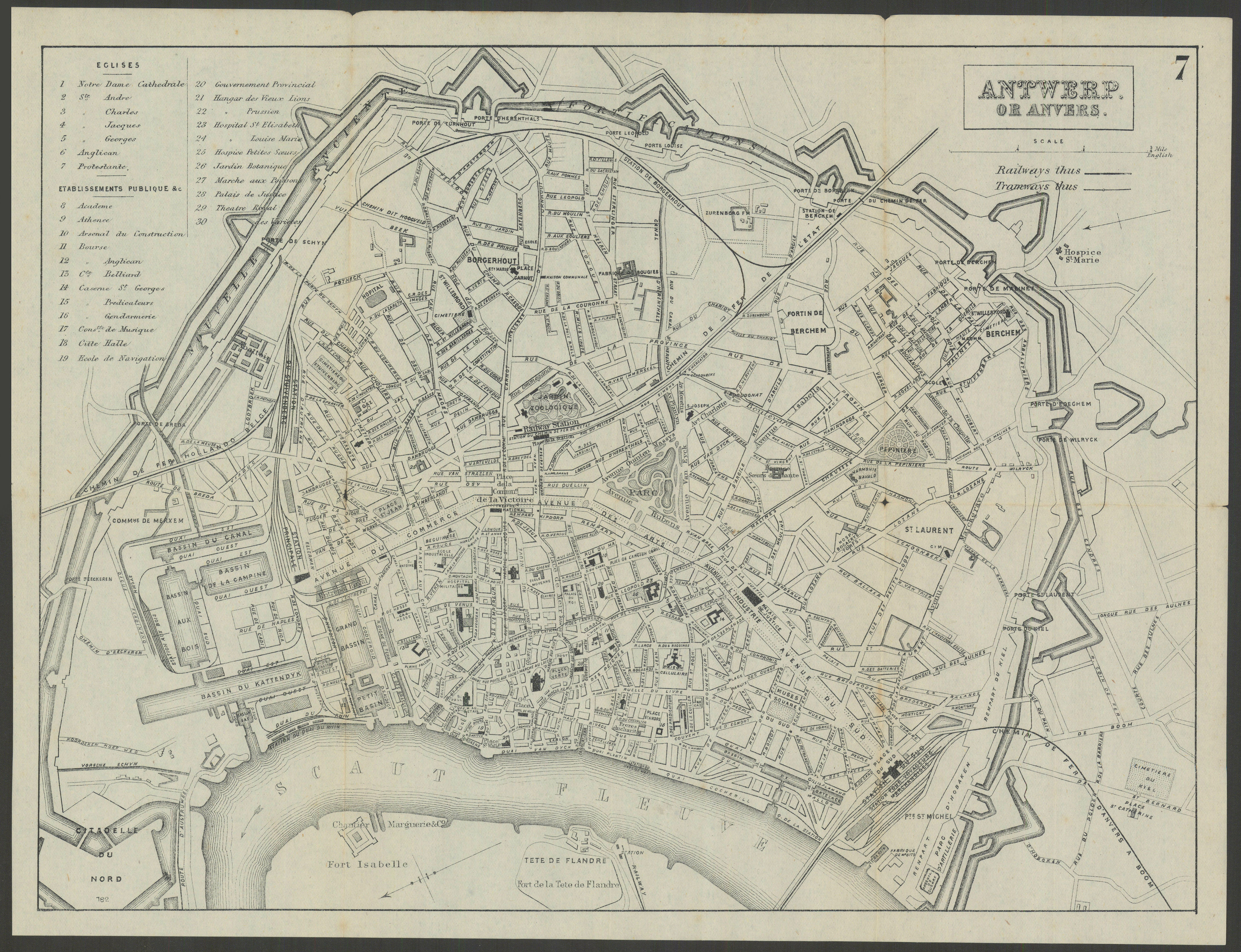 ANTWERP. Antwerpen. Anvers. town city plan 1882 old antique map chart