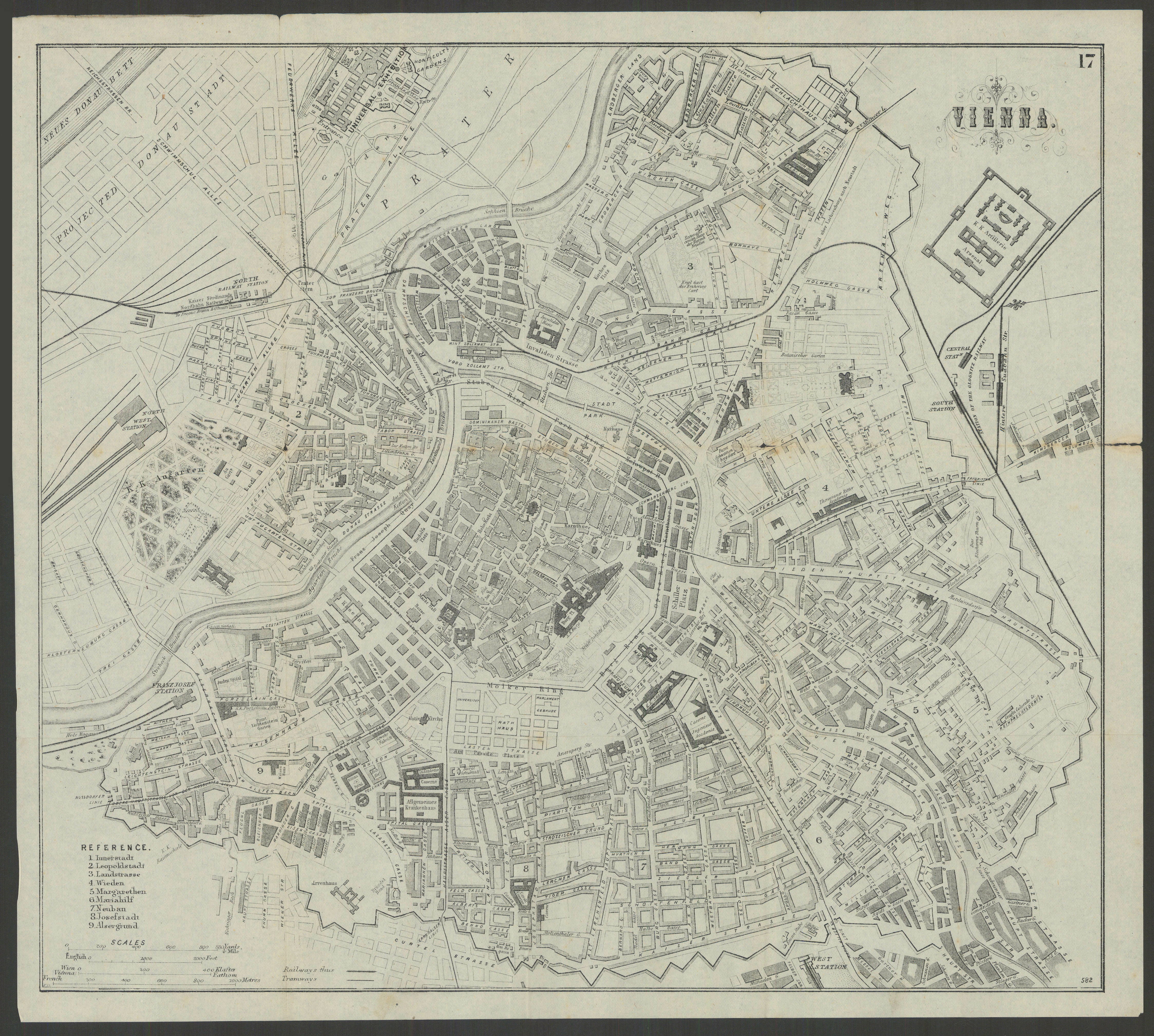 AUSTRIA. Vienna. Wien. town city plan 1882 old antique vintage map chart