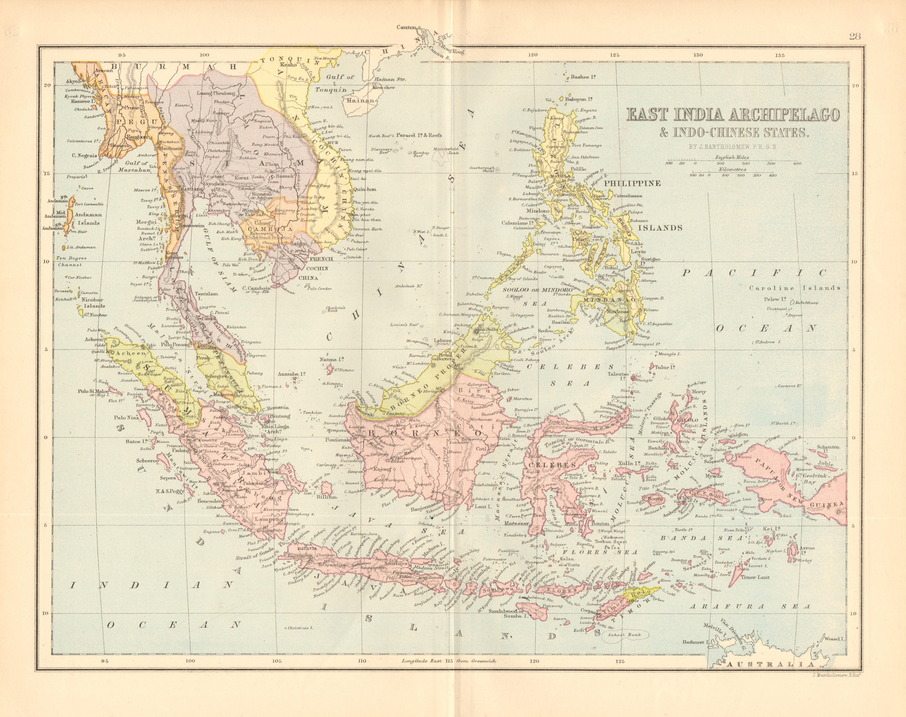 Associate Product EAST INDIES & INDOCHINA. Aceh Sulu Brunei Sultanates.Malacca Singapore 1876 map