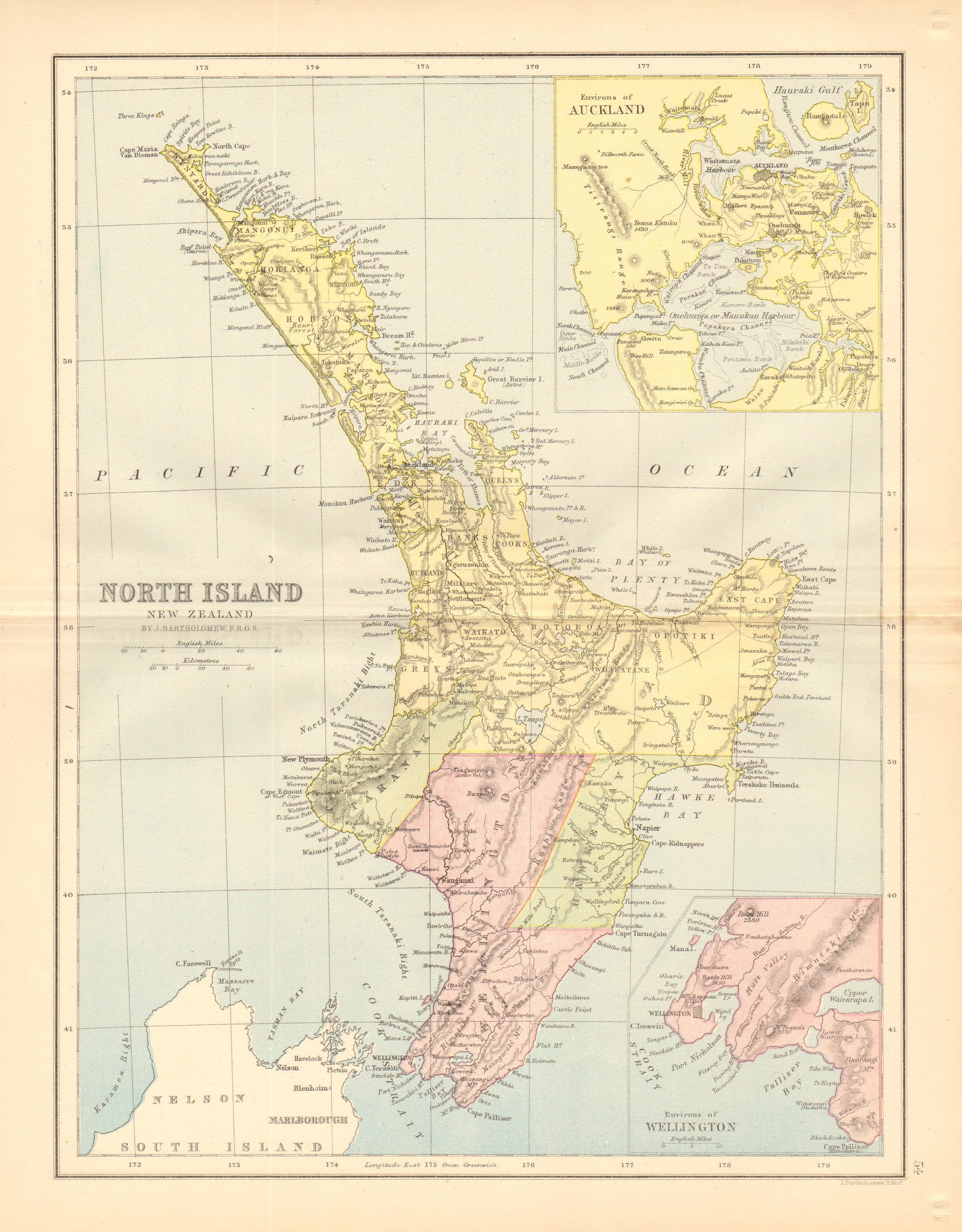 Associate Product NORTH ISLAND NEW ZEALAND with 1859-1873 provinces. Wellington Auckland 1876 map