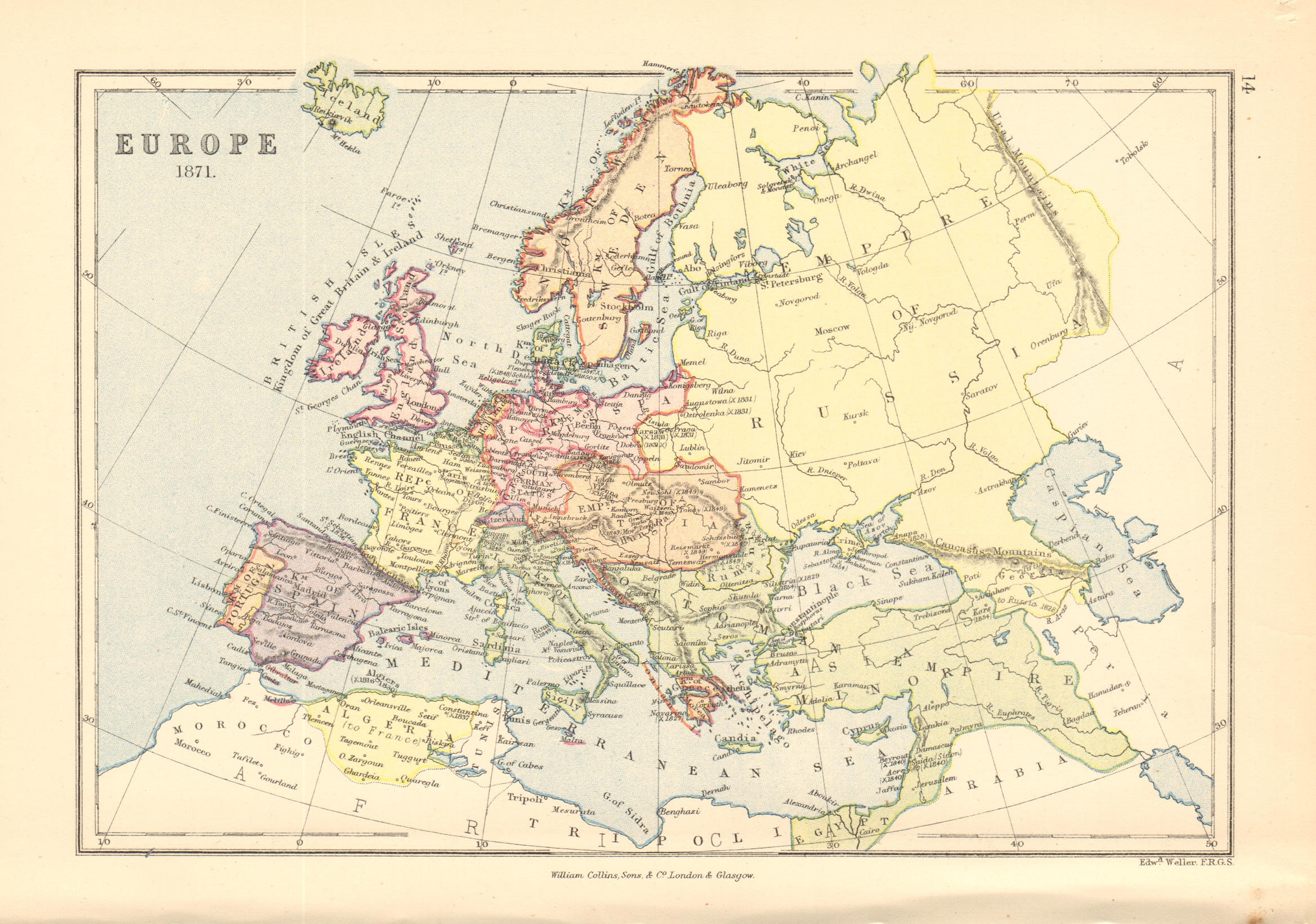 Associate Product 'Europe 1878'. Ottoman & Austrian Empires. BARTHOLOMEW 1876 old antique map