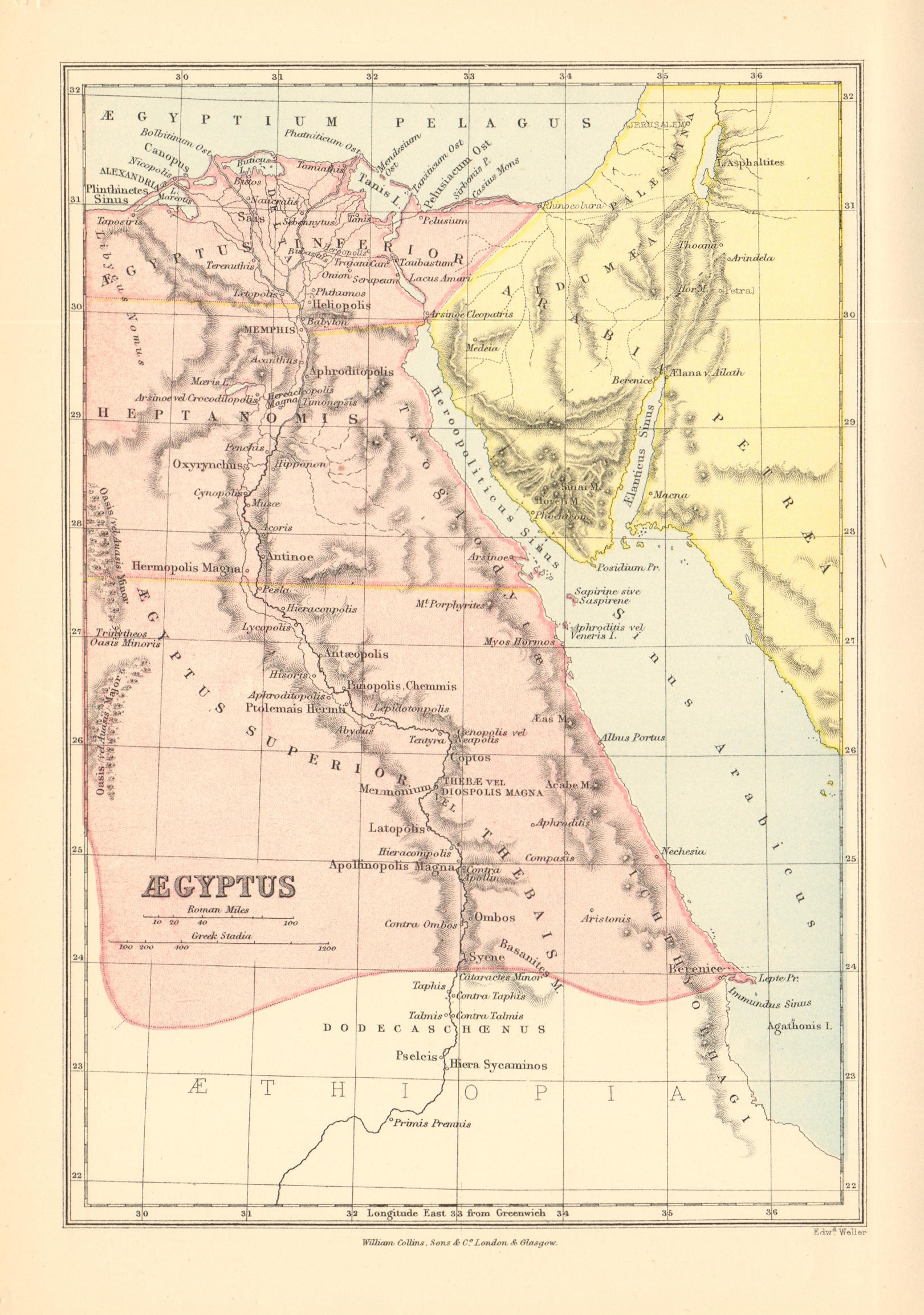 Associate Product ANCIENT EGYPT. 'Aegyptus'. BARTHOLOMEW 1876 old antique vintage map plan chart