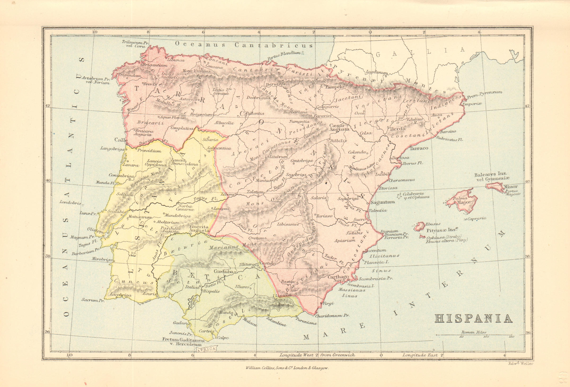 Associate Product ROMAN IBERIA. 'Hispania'. Provinces. Spain & Portugal. BARTHOLOMEW 1876 map